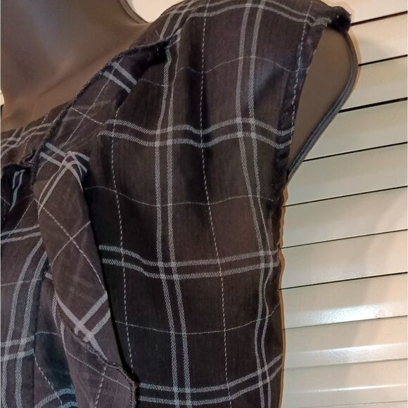 Unleash Your Inner Vixen with SexystudiousGrey Sheer Ruffled Plaid Blouse - Picture 7 of 11